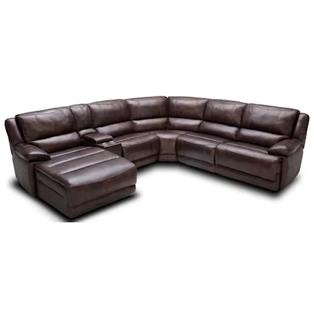 Six Piece Power Reclining Sectional Sofa with Cupholder Storage Console